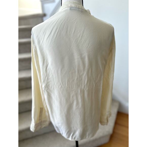 Zara Cream Beaded Asymmetric Button Front Blouse - Picture 5 of 8